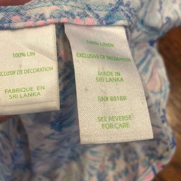 Lilly Pulitzer Patterson Dress Bay Blue Into the Deep 100% Linen Size Xx - Picture 5 of 6